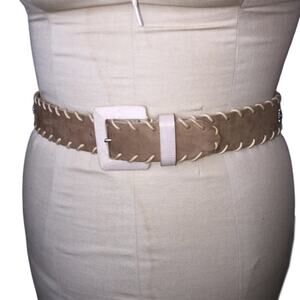Compagnie Internationale Express Leather Belt Made Italy SMALL whipstitch tan